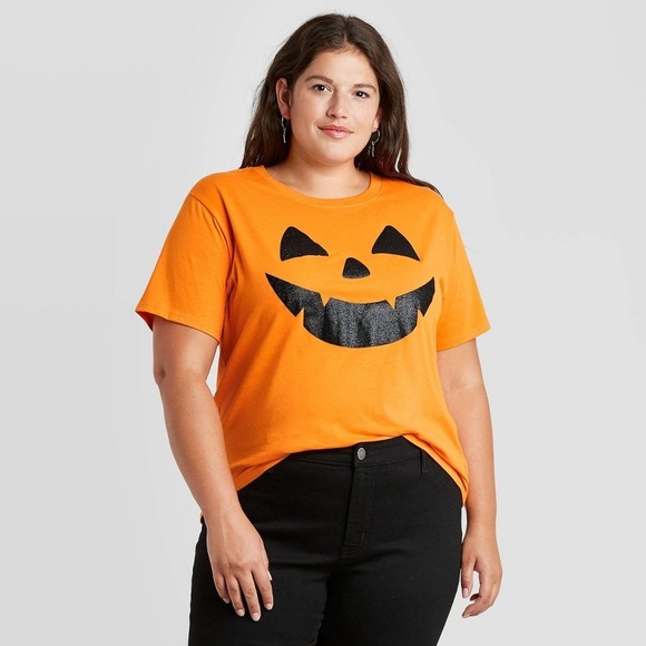 Zoe + Liv Orange Pumpkin Spooky Halloween Tee Juniors XS NEW - Picture 9 of 9